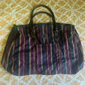 Vintage Striped Purple and Green Duffle/travel Bag